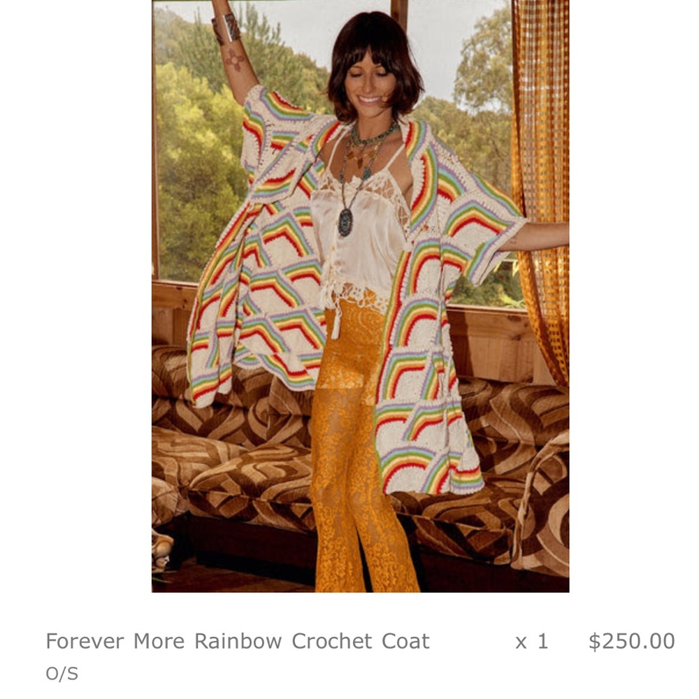 Chasing Unicorns Forever more rainbow crochet coat OS